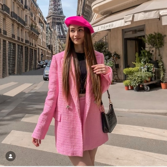 ZARA Textured Tweed pink blazer bloggers Fav size XS - Picture 13 of 16